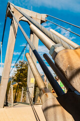 Alpine summer view at the famous Highline 179 suspension bridge and the Ehrenberg castle ruins near Reutte, Tyrol, Austria