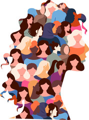 Women's Day Silhouette With Women Group Inside Pattern
