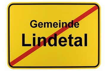 Illustration eines Ortsschildes der Gemeinde Lindetal in Mecklenburg-Vorpommern