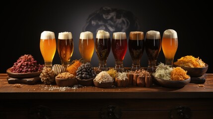 A selection of international beers at a beer festival - obrazy, fototapety, plakaty