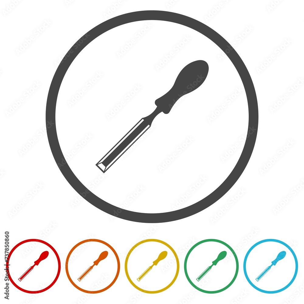 Poster wood chisel icon. set icons in color circle buttons