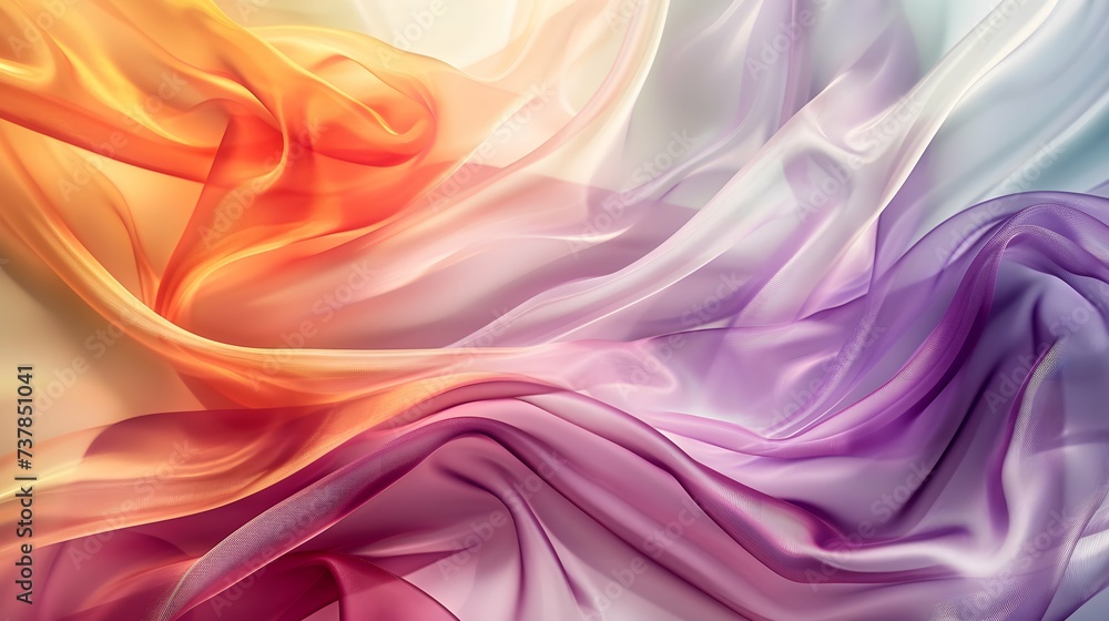 Canvas Prints beautiful graceful flowing multicolored transparent silk fabrics. background with smooth waves for d