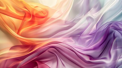 Obraz premium Beautiful graceful flowing multicolored transparent silk fabrics. Background with smooth waves for design