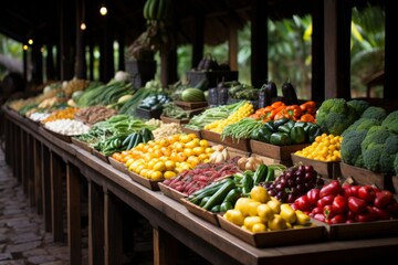 Fototapeta na wymiar Farmers' fair selling fresh vegetables and farm products