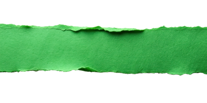green piece of torn paper isolated on transparent background design elements.