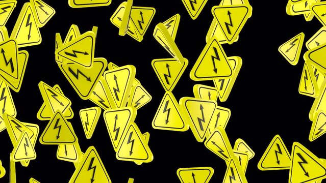 Danger sign electrical loop tile with alpha swirling. This 3d animation with an alpha channel is loopable and tileable.