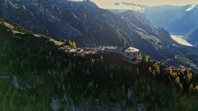 The Eagle's Nest Aerial Orbital Drone Shot from Above, with Magnificent Mountain Views.