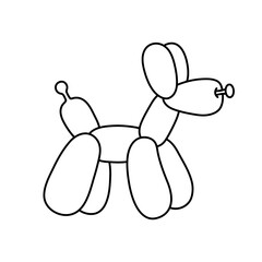 Balloon Dog. Cute Puppy made from Balloons in Linear style. Sticker, Print, Design Element for Greeting Cards, Invitation Cards. Vector illustration in doodle style