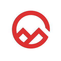 mountain circle line art logo. Smart clean and modern logo design inspiration