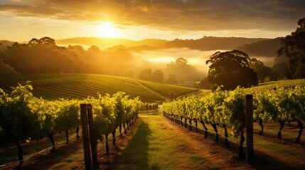 Idyllic vineyard set in the radiant sunlight, perfect for wine tourism and nature enthusiasts