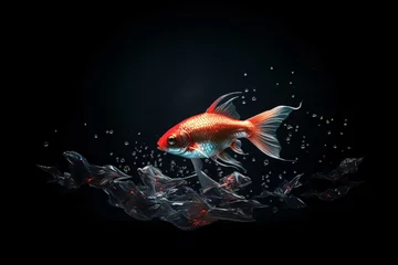 Fotobehang a goldfish swimming in water © Alexandru