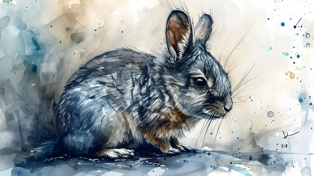 illustration with the drawing of a Chinchillas