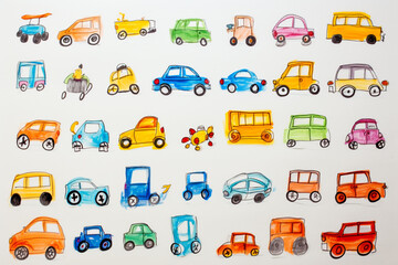 Drawing pictures of cute cars by children