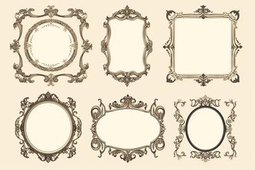 Vintage picture frame flat design on white background