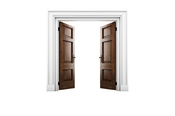 Open home door elements for open and close isolated on transparent png background, interior design concept.
