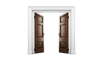 Open home door elements for open and close isolated on transparent png background, interior design concept.