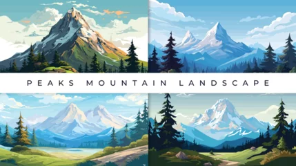 Foto op Canvas Peak Mountain landscape vector illustration background © Garen Buhit