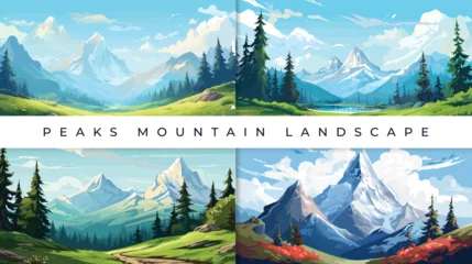 Fototapeten Peak Mountain landscape vector illustration background © Garen Buhit