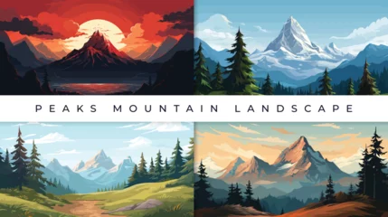 Foto op Plexiglas Peak Mountain landscape vector illustration background © Garen Buhit