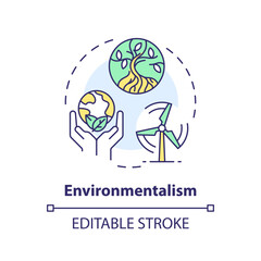 Environmentalism political movement multi color concept icon. Preservation nature politics. Pollution control, biodiversity. Round shape line illustration. Abstract idea. Graphic design. Easy to use