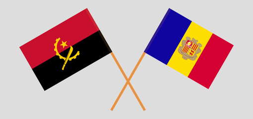 Crossed flags of Angola and Andorra. Official colors. Correct proportion