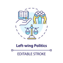 Left-wing politics multi color concept icon. Progressive reforms. Individual freedom rights, equality. Economic prosperity. Round shape line illustration. Abstract idea. Graphic design. Easy to use