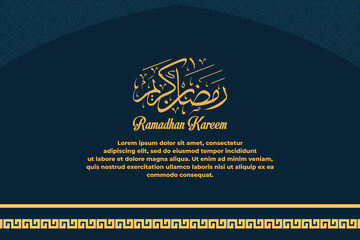 Blue Gold Premium Islamic Calligraphy Template Design with Texture for Website and Greeting card
