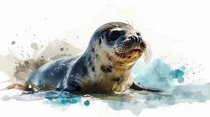illustration with the drawing of a Baby seal