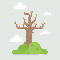 Dragon tree flat vector illustration
