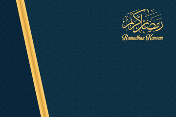 Blue Gold Premium Islamic Calligraphy Template Design with Texture for Website and Greeting card