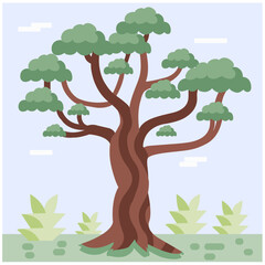 Dragon tree flat vector illustration template