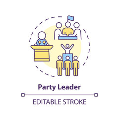 Party leader multi color concept icon. Federal government structure. Government branch. Public sector politics. Round shape line illustration. Abstract idea. Graphic design. Easy to use