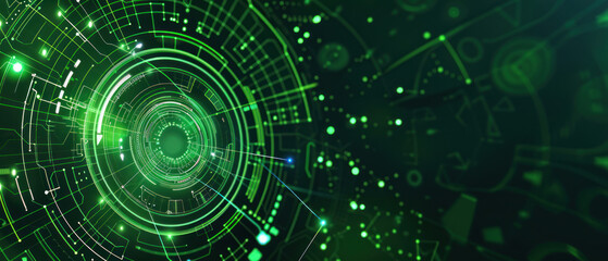 Obraz premium Green circle and line technology abstract technology innovation concept vector background and glowing light.