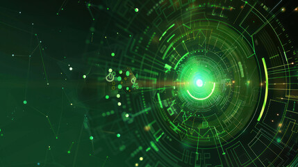 Obraz premium Green circle and line technology abstract technology innovation concept vector background and glowing light.