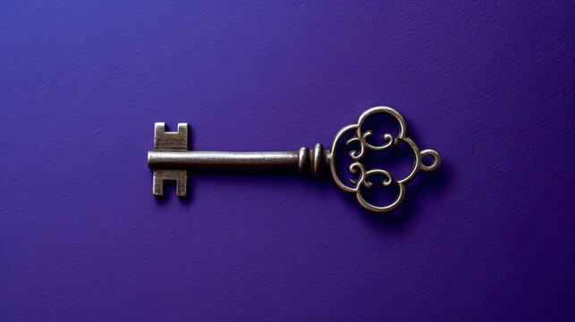 A solitary antique key, placed on a clear surface, becomes a symbol of mystery and possibilities