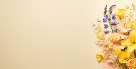 flowers on beige backgound, generative ai