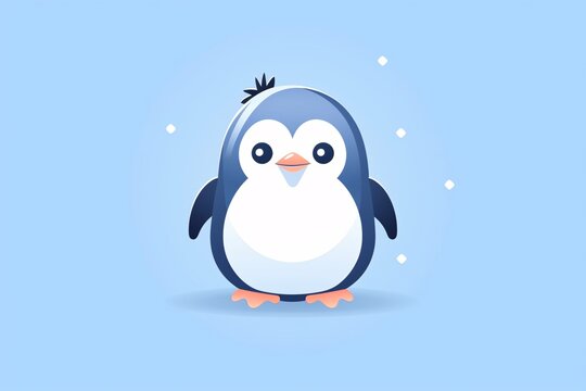 a cartoon penguin on a blue background