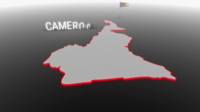 3d animated map of Cameroon gets hit and fractured by the text “Violence”