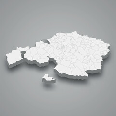 3d isometric map of Biscay is a province of Spain