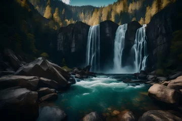 Fotobehang waterfall in yosemite generated by AI technology © abdur