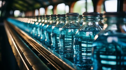 bottling water on a conveyor belt