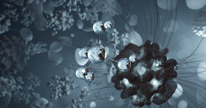 Phosphoric acid rotating 3d molecule, molecular structure of orthophosphoric acid, seamless video