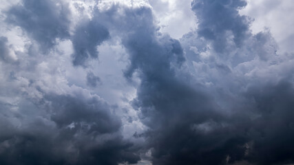 Fototapeta na wymiar Dark sky with stormy clouds. Dramatic sky rain,Dark clouds before a thunder-storm.