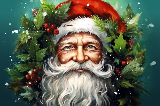 a painting of a santa claus