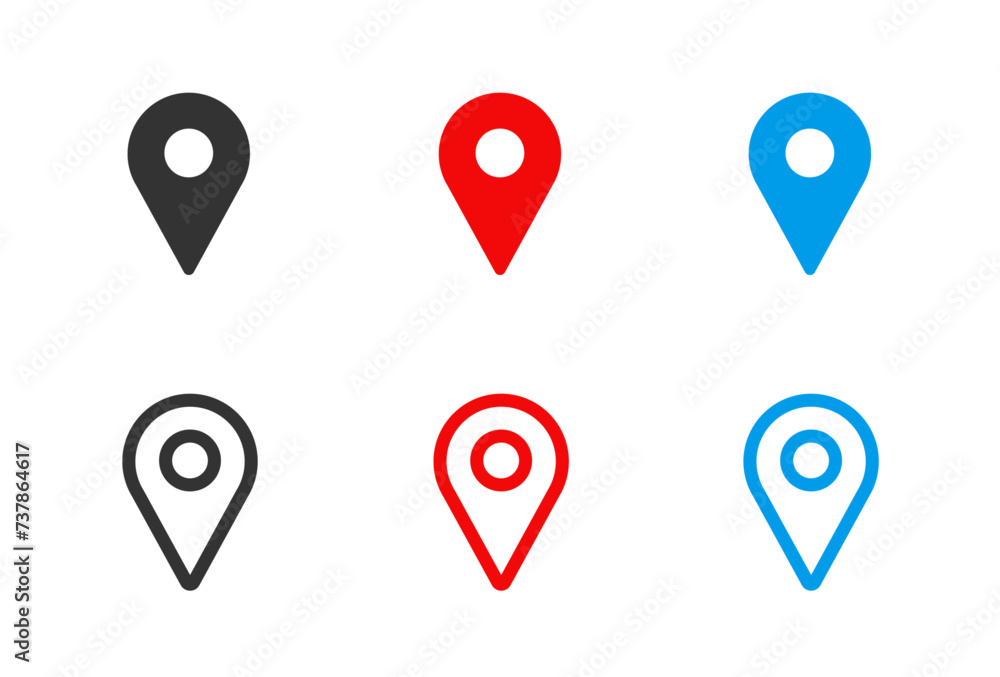 Poster set of map pointers. location symbols. map pin icons. stock illustration.