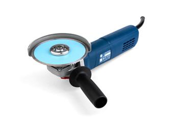 Professional angle grinder isolated on white background.