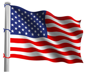 3d american flag with pole