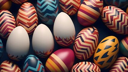 Fototapeta na wymiar Easter eggs decorated with modern pattern design