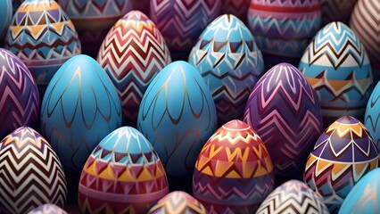Fototapeta na wymiar Easter eggs decorated with modern pattern design