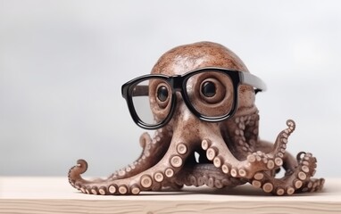 octopus in glasses on a light background